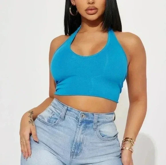 Nwt! Fashion Nova Cropped Halter top. Large - Picture 4 of 7